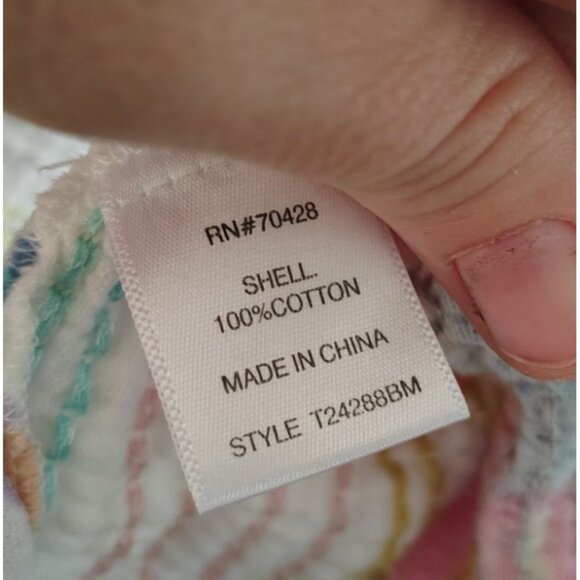 Tru Luxe Jeans Large, XL Blouse Top, Flower Boho Art to Wear Roll Tab Sleeve - Picture 7 of 7